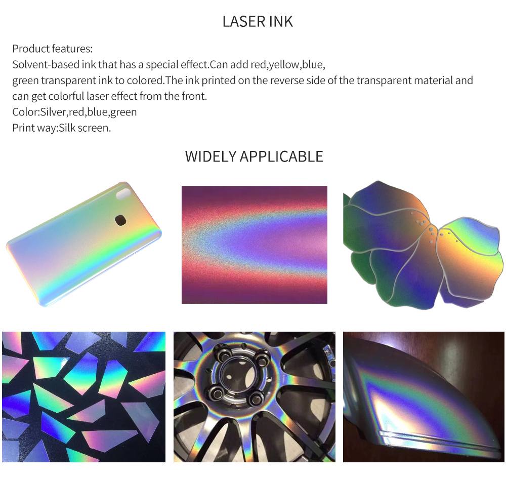 custom Silver Raibow Laser ink for silk screen